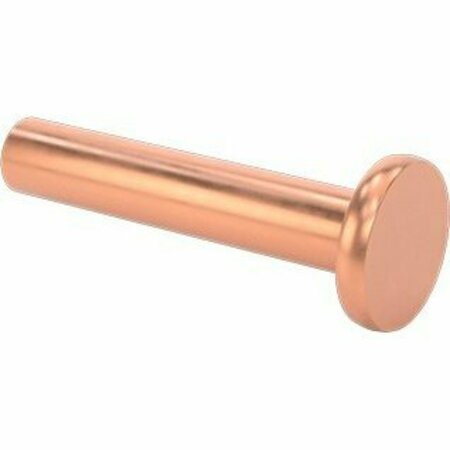 BSC PREFERRED Copper Flat Head Solid Rivets 3/16 Diameter for 0.906 Maximum Material Thickness, 25PK 97440A370